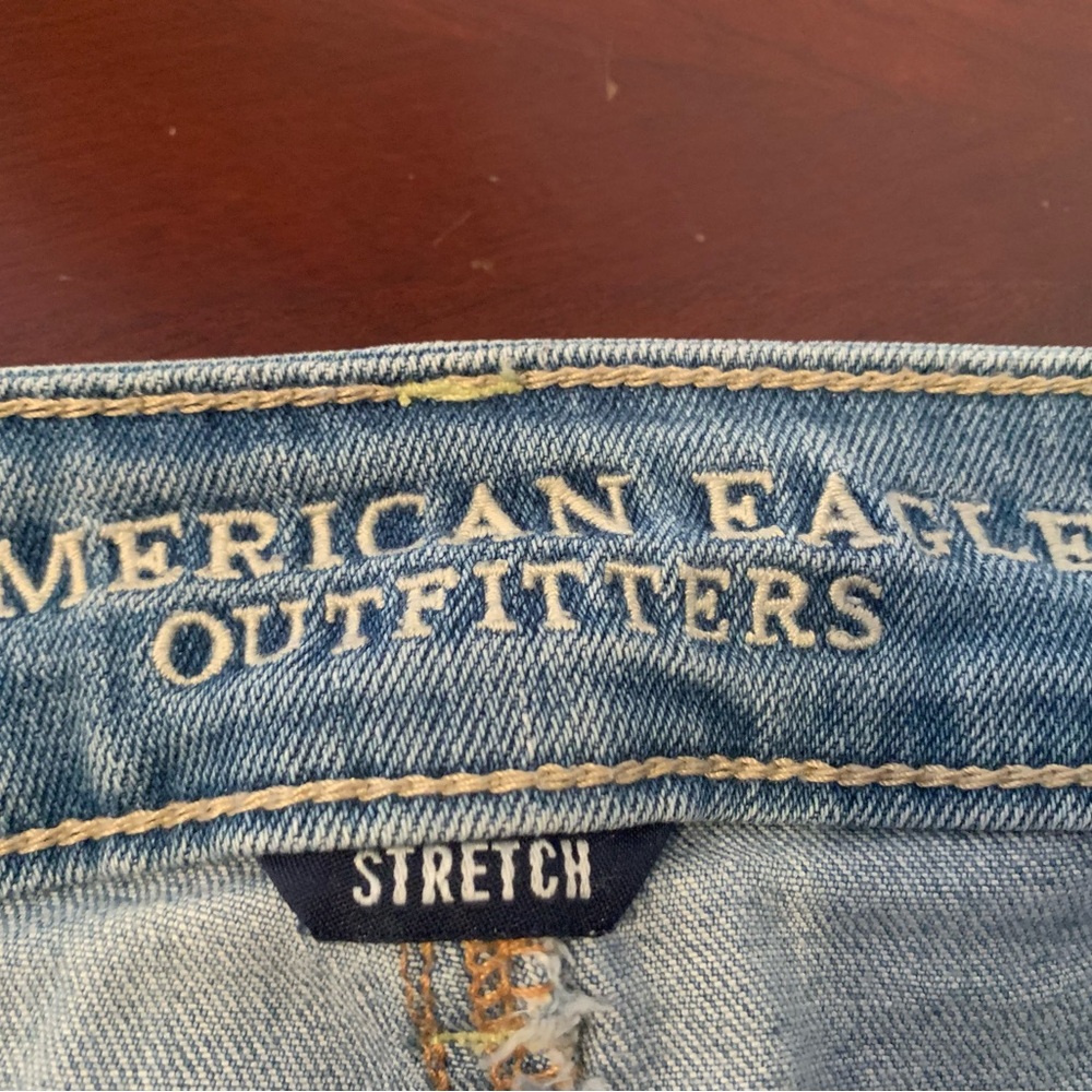 American Eagle Outfitters Light Blue Distressed Jean Shorts - Picture 2 of 8